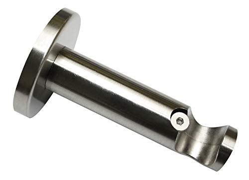 GARDINIA Support with metal mounting plate for curtain rod, 1-track, open, incl. all mounting parts, Chicago series, diameter 16 mm, stainless steel look