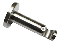 GARDINIA Support with metal mounting plate for curtain rod, 1-track, open, incl. all mounting parts, Chicago series, diameter 16 mm, stainless steel look
