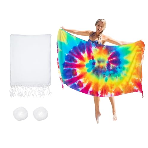Dielianyi Turkish Beach Towels for Tie-dye Oversized White Beach Towel for tie dye Party 71x39 Lightweight Beach Blanke for Bath Towel Travel Towels with tie dye Thread (1) (1 PCS)