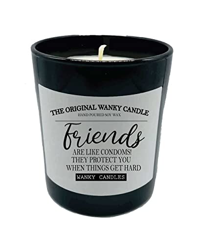Wanky Candle Black Scented Candle Friendship Funny Gift for Friend Rude Candle Friends are Like Condoms! They Protect You When Things get Hard WCBJ32