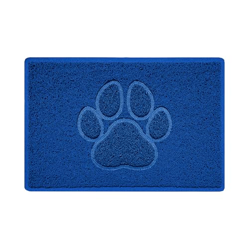 Nicoman Paw Embossed Shape Indoor Outdoor Dirt-Trapper Door Mat Washable Barrier Heavy Duty Doormat - (Watertight Rubber-Back, Small, Blue, 60 x 40cm)