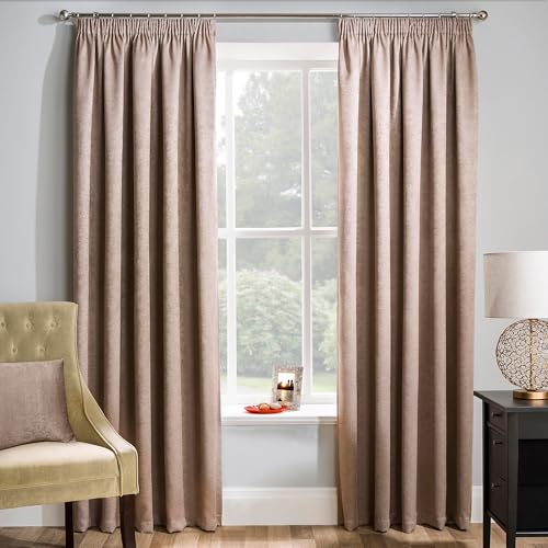 Enhanced Living Matrix Latte Natural Curtains for Living Room - 46x90 inch (117x229 cm) - Tape Top Noise Reducing Thermal Curtains for Bedroom - 2 x Curtain Panels