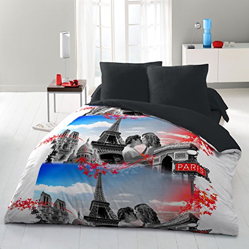 Home Passion 54444 Paris Blue Microfiber Luxury 3-Piece Duvet Cover 220 x 240 cm