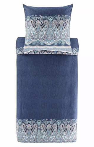 Bassetti Sabbioneta Satin Bed Linen Set Blue B3 Size 155 x 220 + 80 x 80 cm