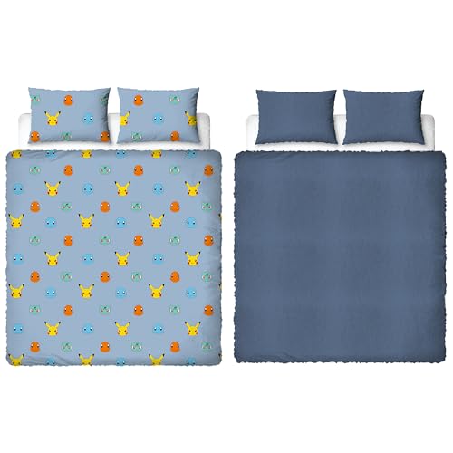 Pokemon Official Double Fleece Duvet Cover Set - Super Soft and Warm - Official Gaming Merchandise Bedding - Reversible 2 Sided Winter Cosy Kids Bedding Cover Including Matching Pillow Cases
