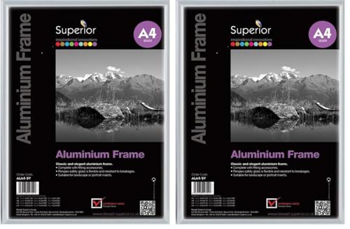 Stewart Superior A4 Brushed Aluminium Picture Frame with Perspex Safety Glass - Silver (Pack of 2)