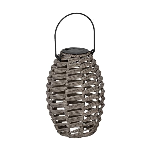 Eglo Solar Lantern Z_Solar, Outdoor lamp with Handle, Light Fixture for Balcony and Garden, Grey Metal and Plastic, Warm White Lighting, IP44, 20.5 cm