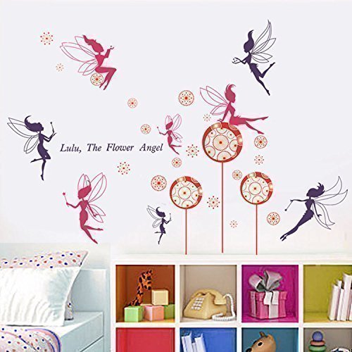 Walplus WS5020 Fairies Plus WS3018 Red Dandelion Wall Sticker Combo Pack Murals Nursery Office Home Decoration