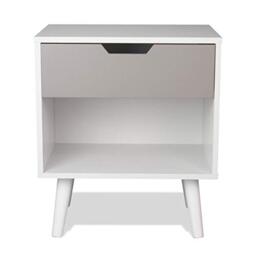 Aspect ILENI Bedside Table with One Drawer,Nightstand Lamp Desk for Bedroom-White/Grey, 40 x 30 x 45(H) cm, ST71