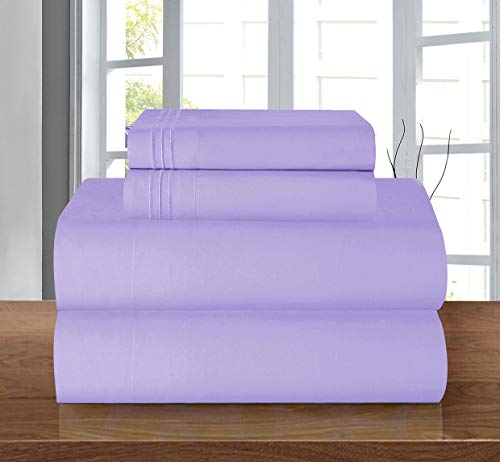 Elegant Comfort Coziest Bedding Set, All Around Elastic Fitted Sheet, Deep Pocket up to 16inch, Microfiber, Lavender, California King