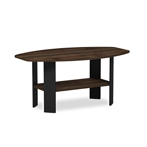 Furinno SIMPLE DESIGN Coffee Table, Small Coffee Table wih Open Shelf, Side Table, for Living Room, Home Office, Columbia Walnut