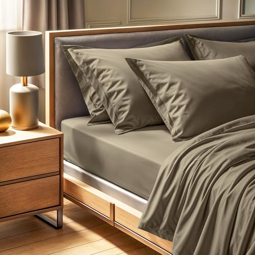 100% Cotton Ranforce Single Fitted Sheet (100 x 200 + 30 cm), Beige, 155 Thread Count - Machine Washable at 30°C - Soft & Durable for Comfortable Sleep