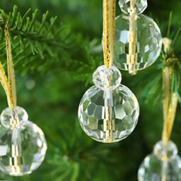 "12 Pcs Clear Crystal Glass Christmas Balls Ornaments, 0.87"" Mini Prism Ball Christmas Tree Decorations, Hanging Crystal Ornament Clearance for Xmas Wedding Party Home Decor(Clear)"
