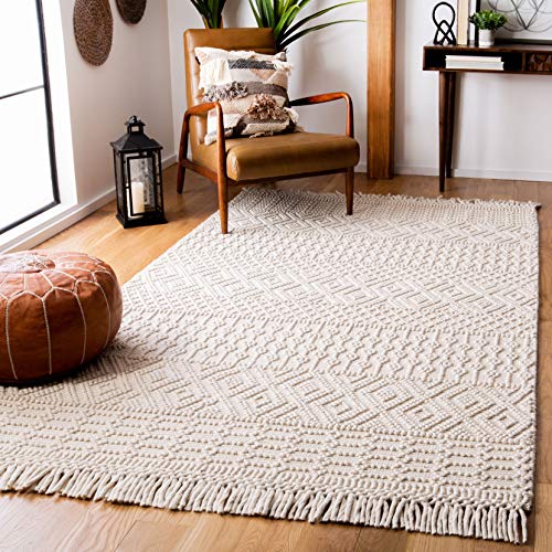 Safavieh Boho Rug for Living Room, Dining Room, Bedroom - Natura Collection, Short Pile, in Ivory, 152 X 229 cm