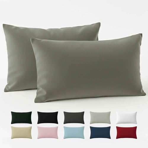 Pillow Cover 50 x 70 Reinforced Cotton (Pack of 2) - Light Grey - Tight Fabric 57 Threads/cm² - Pillowcase 50 x 70 - Oeko Tex Certification - Dreamzie