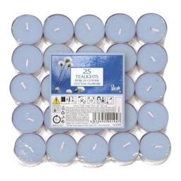 Price's Candles Cotton Flowers Petali Range Scented Tealights 25 Pack Long Burning Floral Tea Light Candles for Home Décor Relaxation & Ambient Lighting