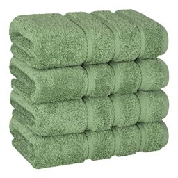 American Soft Linen Luxury Hand Towels for Bathroom, 600 GSM 100% Cotton Turkish 4 Piece Hand Towel Set, 600 GSM Hand Face Towels for Kitchen, Sage Green Hand Towels