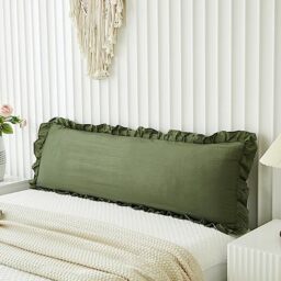 "1 Pillow Case 20""x54"" Pretty Fringe Fringe Shabby Chic Body Size Olive Green"