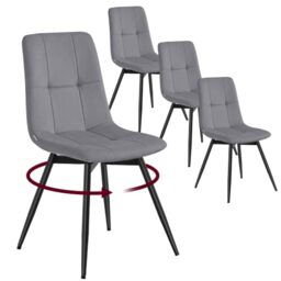 VASAGLE Swivel Dining Chairs, Velvet Ergonomic Chairs with Metal Legs, 360° Rotation, Set of 4, 43 x 52 x 83 cm, for Living Room, Office, Slate Grey, Tyra Collection KDC198G102