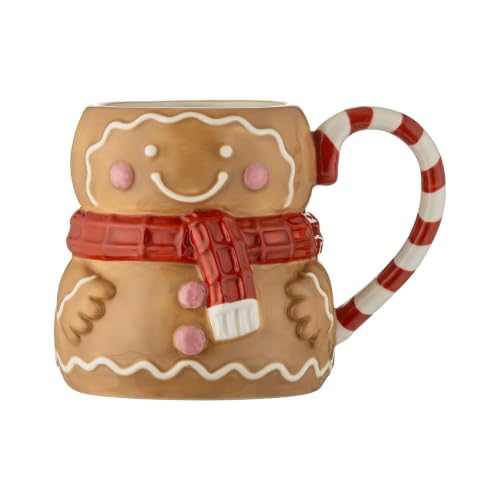 Price & Kensington Gingerbread Mug 400ml Ceramic Christmas Mug - Festive hand-painted gingerbread mug with candy cane handle and gumdrop details, perfect for Christmas gifting