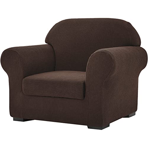 SU SUBRTEX Elastic Sofa Covers with 1 Separate Seat Cushion Cover Anti-Scrach Slipcovers Adjustable Washable Furniture Protector (1 Seater, Chocolate)