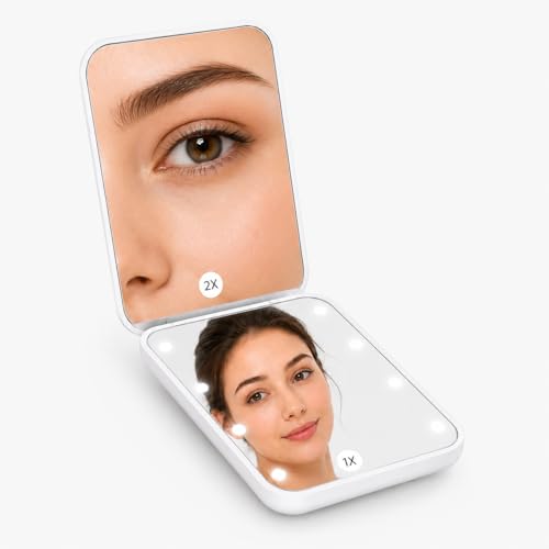Compact Mirror, Magnifying Travel Mirror, 1X 2X Dual Sided