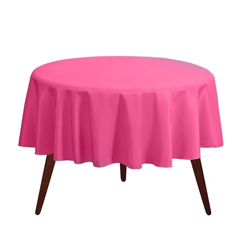 Gee Di Moda Round Tablecloth - 132 Inch Fuchsia Round Table Cloth for 72 to 96 Inch Round Tables - Heavy Duty Washable Fabric - for Buffet Table, Holiday Party, Dinner, Wedding & Baby Shower