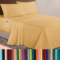 Elegant Comfort Luxurious 1500 Premium Hotel Quality Microfiber 4-Piece Sheet Set, 18-24 Inches Deep - Extra Deep Pocket Sheets - Ultra Soft 4PC Deep Pocket Sheets, California King, Camel-Gold