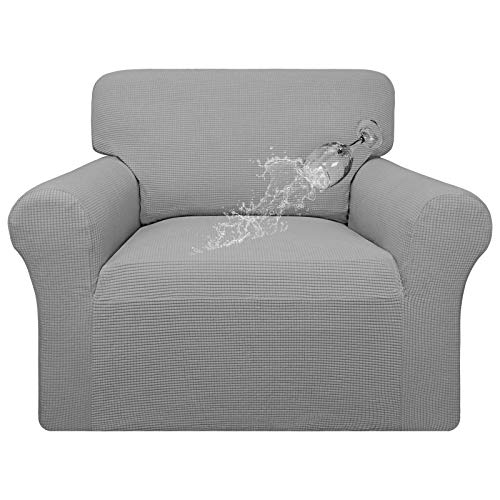 Easy-Going 100% Waterproof Oversized Chair Couch Cover, Dual Waterproof Sofa Cover, Stretch Jacquard Sofa Slipcover, Leakproof Furniture Protector for Kids, Pets, Dog and Cat, Light Gray