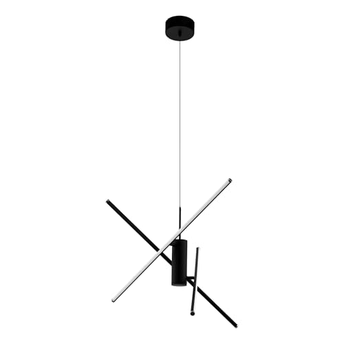 Eglo LED Pendant Lighting Salitre, dimmable Ceiling Light Fitting Made of Black Aluminium and White Plastic, Warm White Chandelier for Dining and Living Room