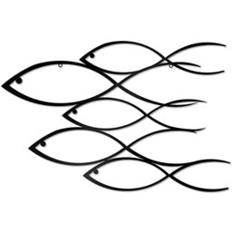 Funrous Nautical Metal Wall Art School of Fish Modern Work Decorative Decor Style for Indoor Outdoor Home Bedroom Office Window (Chic Style,40 x 26 cm)