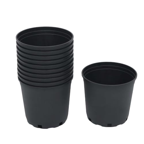 LiGuVCY 10 Pack 2 Gallon Black Nursery Pot Planter Grower Flower Pot Garden Seedling Planters Containers, Plastic Injection Molded Pots with Drainage Holes