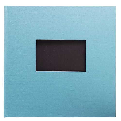 Exacompta - Ref 16288E - 1 Pop'N Co book photo album - 60 photos - 30 black pages - format 25 x 25 cm - fabric cover colour Cyan - with personalisation window