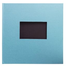 Exacompta - Ref 16288E - 1 Pop'N Co book photo album - 60 photos - 30 black pages - format 25 x 25 cm - fabric cover colour Cyan - with personalisation window