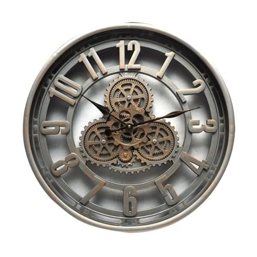 VoltShine Wall Clock 50x50x7 cm with Moving Gears, Estandar
