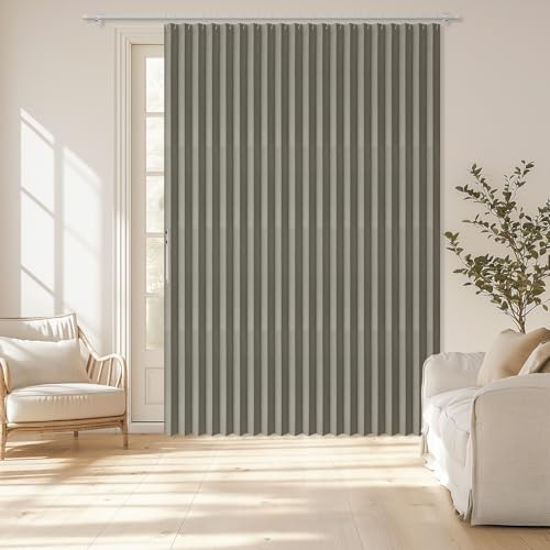 "AJAZZ 100% Blackout Door Curtains Fabric Folding Curtain Accordion Wardrobe Curtain Invisible Suitable for Family, Hotel, Homestay and Other Doorways???Grey, 98"" W x 106"" L 1 Panel"