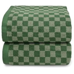 Jacquotha Luxury Bath Towels for Bathroom Green Checkered (54x28 Inches) - Cotton Soft Absorbent Shower Towels 2 Pack Daily Use Lightweigt, Quick Dry, Decorative Funny Gifts St Patricks Day Decor
