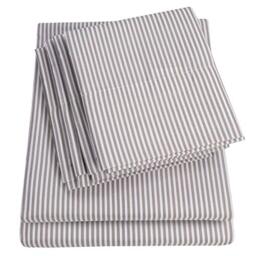 Sweet Home Collection 6 Piece Bed Sheets 1500 Thread Count Fine Microfiber Deep Pocket Set-Extra Pillow Cases, Value, Full, Classic Stripe Gray