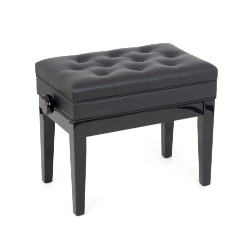 Musisca HY301 adjustable concert piano stool in black gloss with music storage