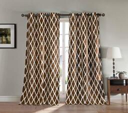 BLACKOUT 365 Kittattinny Geometric Blackout Curtain, 38x112 (2 Pieces), Chocolate