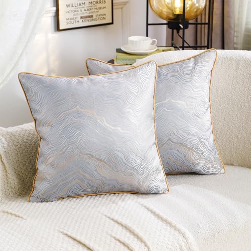 HPUK Jacquard Throw Pillow Covers 18x18 Inch, Soft Textured, Set of 2 - Soft jacquard fabric, hidden zipper, couch sofa chair decor, snag-resistant cushion covers, machine washable, covers only