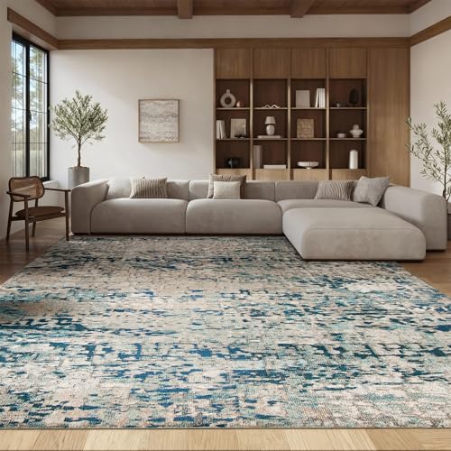 Safavieh Madison Collection Contemporary Rug for Living Room Dining Room Bedroom Short Pile Grey and Blue 72 x 108 Inch