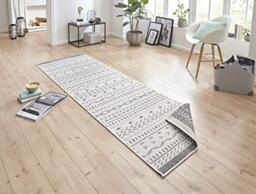 Hanse Home Bougari Outdoor Rug Flat Weave Reversible Cuba Rug (80 x 250 cm, 100% Polypropylene, Durable and Easy to Clean, UV and Moisture Resistant, Suitable for Underfloor Heating) Grey/Cream