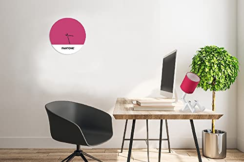 Pantone by Homemania Homemania Tramonto Round Wall Clock for Living Room, Kitchen, Office, Pink, White, Black Metal, 40 x 0.15 x 40 cm, Dimension du Produit: L40xP0,15xA40 cm, 1,5