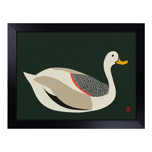 Lap Tray with Bean Bag Cushion, Eye Opening Duck Abstract - Handmade in the UK, Raised Wooden Edge, Padded Cushion, Heat-Resistant Wipe-Clean Surface, for Meals, Laptops and Crafts