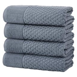 Great Bay Home Blue Bath Towels - 100% Cotton 4 Pack 54x27 Bath Towel Set - Absorbent, Durable, Quick-Dry Towels for Bathroom - Low-Twist, Two-Ply Decorative Towels (Blue)