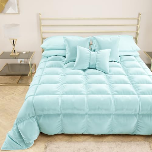 PETTI Artigiani Italiani - Velvet Winter Quilt 220x260 cm, Double-Sided Bedspread, 350 g/m??, Light blue, Made in Italy