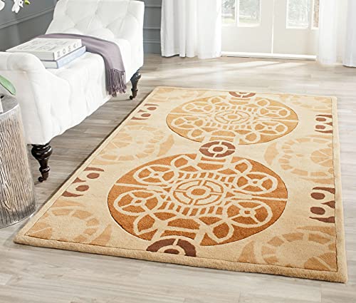 Safavieh Modern Indoor Hand Tufted Rectangle Area Rug, Capri Collection, CPR353, in Gold / Multi, 91 X 152 cm for Living Room, Bedroom or Any Indoor Space