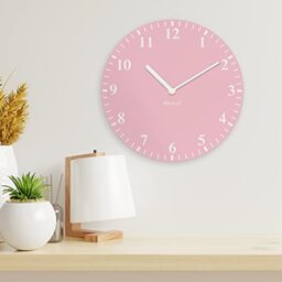 WALPLUS WC3030, Engineered Wood, Rose Light Pink Solid Colour Classic Wall Clock, One Size