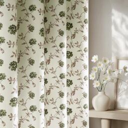 Beauoop Floral 100% Blackout Curtains 96 Inches Long 2 Panels for Bedroom Living Room Green Brown on Beige Vintage Rose Flower Patterned Room Darkening Thermal Soundproof Grommet Window Drapes, 52X96